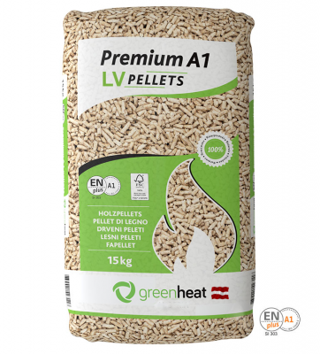 Wood pellets 6 mm PREMIUM 15 kg/bag (65 bags/1 pal