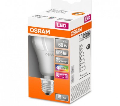 Pirn Osram LED RGBW dimmable E27 9,7W + pult